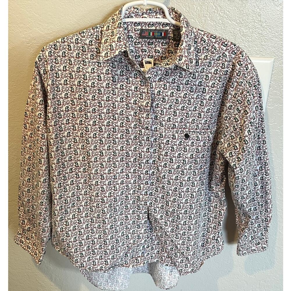 Paris Sport Club, Women’s Small, button-up long sleeve, paisley print